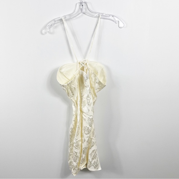 For Love And Lemons Melody Strappy Jacquard Mini Dress Size XL NWT Cream - Picture 4 of 8